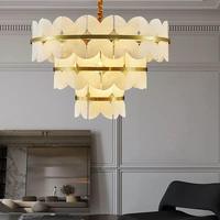 Lampe suspendue en cuivre avec abat-jour en marbre et cadre décoratif en forme d'anneau, pour salon, cuisine, lampe de chevet LED en albâtre