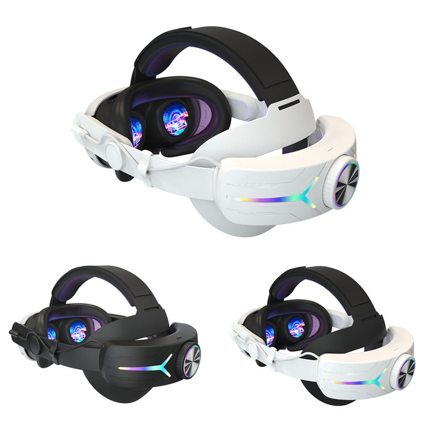 Adjustable Fast Charging Strap for Meta Quest 3 3s VR Charging Head Strap With 12000MAh Battery RGB Light