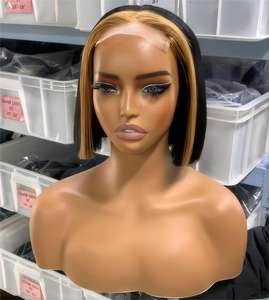 12A Double Dessiné Sans Colle Brésilien Raw Humain 5x5 Transparent HD Dentelle Fermeture Court <span class=keywords><strong>Bob</strong></span> Highlight 1b/27 #5x5 Frontal 4C Droit - Product Image 2