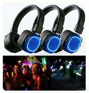 Casque de disco silencieux longue portée 20 kHz ENC avec <span class=keywords><strong>LED</strong></span> lumineuses, supra-auriculaire, un émetteur <span class=keywords><strong>pour</strong></span> plusieurs casques, idéal <span class=keywords><strong>pour</strong></span> les fêtes, les conférences, la télévision et les cours - Product Image 6