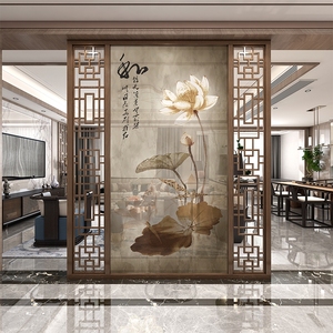Mới phong cách Trung Quốc tối giản nghệ thuật khách sạn nhà hàng lối vào trang trí bức tranh phân vùng màn hình thép không gỉ - Product Image 2