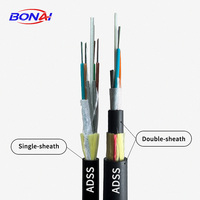Câble à fibre optique ADSS à prix d'usine avec fil d'aramide pour réseau électrique haute tension, longue portée, 12, 24, 48, 72, 144 fibres G.652D
