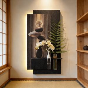 Pintura Decorativa de Arte en Piedra Arenisca 3D con Impresión UV Personalizada de Fábrica, Plantas Hidropónicas con Iluminación LED, Arte de Paisaje para Pared - Product Image 1