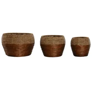 Set di 3 fioriere in metallo fibra 32x32x23 naturale - Product Image 4
