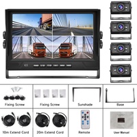 Kit de Cámara de Visión Trasera Digital AHD Podofo de 9'' con Cable, 4 Canales, Visión Nocturna IPS para Camiones, Autobuses y Autocaravanas, 12V-24V, con Grabación