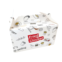 Boîte alimentaire portable anti-fuite en papier avec poignée, imprimée avec logo personnalisé, résistante à l'huile, pour la restauration rapide à emporter