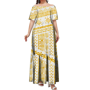 Vestido Plisado de Manga Corta con Hombros Descubiertos, Diseño con Estampado Samoano Malu, Talla Grande 7XL, Estilo Casual de Negocios, Envío Directo con MOQ de 1 Pieza - Product Image 5