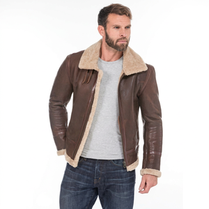 Veste en cuir véritable vintage aviateur bomber à manches longues, vente chaude, vestes en cuir pour hommes - Product Image 1