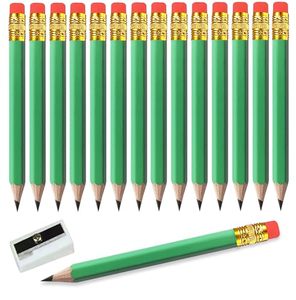 Crayons en bois ronds HB de qualité supérieure pour étudiants, crayons courts de type golf avec gomme - Product Image 3