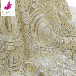 HY1362 gran oferta nuevo africano pesado hecho a mano con cuentas guipur tela de encaje <span class=keywords><strong>lentejuelas</strong></span> perla bordado <span class=keywords><strong>vestido</strong></span> de encaje Aso Ebi - Product Image 6