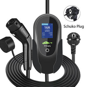 เครื่องชาร์จรถยนต์ไฟฟ้าแบบพกพา 16A Type 2 กำลังไฟ 7kW ปลั๊กแบบ Schuko พร้อมหน้าจอ LCD แสดงข้อมูลแบบเรียลไทม์ ปรับกระแสไฟได้ ใช้ได้กับรถยนต์ไฟฟ้าทุกประเภท - Product Image 1