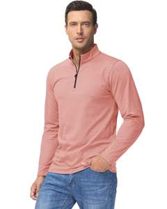 Men's Half Zip Sweatshirt Jogging Wear Premium Fleece Lined Heather <b>Long</b> <b>Sleeve</b> <b>Golf</b> Shirts Mid Weight 1/4 Half Zip Sweatshirts - Product Image 2