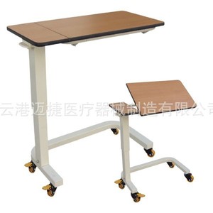 Mesa de Noche Hidráulica con Base de Pedestal, Superficie de Madera Rectangular, Mueble de Hospital - Product Image 2