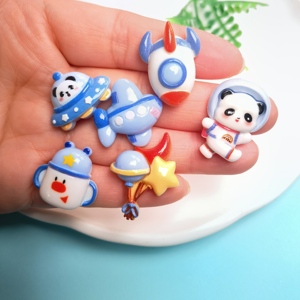 100Pcs/Bag Space Themed Resin Flatback Cabochons <strong>Mini</strong> Panda Planet Rocket <strong>Balloon</strong> Mixed Embellishments DIY Phone Case Decor - Product Image 6