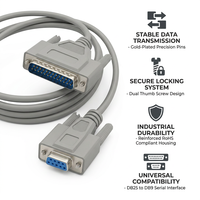 Cable de Comunicación Serial D-SUB DB25 Macho a DB9 Hembra de 25 Pines y 9 Pines, Arnés de Cableado para Impresora, para Sistema de Recibos POS