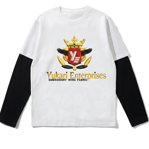 T-shirt décontracté pour homme 100 % coton épais, coupe oversize, manches longues, double couche, respirant, séchage rapide, col rond, imprimé à l'avant - Product Image 1