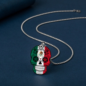Collar <span class=keywords><strong>de</strong></span> Acero Inoxidable Colorido Nuevo <span class=keywords><strong>de</strong></span> 2024, Collar con Colgante <span class=keywords><strong>de</strong></span> Calavera del <span class=keywords><strong>Día</strong></span> <span class=keywords><strong>de</strong></span> los Muertos, Joyería Punk, Collar para Hombre - Product Image 3