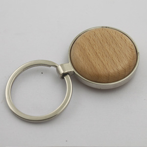 Custom Logo Eco-friendly Zinc Alloy Wooden Keychain Double-Sided UV Printing Key Ring