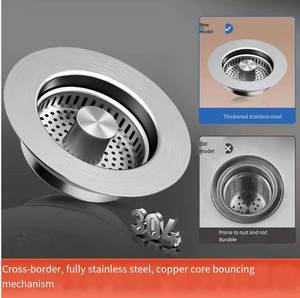 ที่กรองท่อระบายน้ำสแตนเลสแบบใหม่ล่าสุดสำหรับอ่างอาบน้ำในครัวตัวกรองท่อระบายน้ำฝาครอบแกนระบายน้ำ - Product Image 3