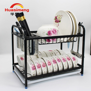 Huasimeng Dish Rack Stainless Steel Square Tube Multi Functional Kitchen Storage With Tray Draining Rack - Product Image 1