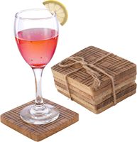 Ensemble de 6 sous-verres en bois de manguier naturel - Sous-verres rectangulaires modernes et durables avec couleur personnalisée pour la décoration de la maison, de la cuisine, du bar et de la salle à manger