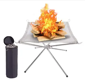 Portable Foldable Outdoor Fire Pit 22 inch Portable Colapsing Camping Fire Pit para Pátio Quintal e Jardim