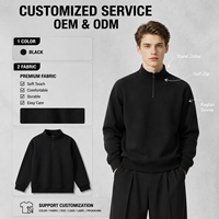 Sweat-shirt pull vintage en coton tricoté, coupe ample, col en V, demi-zip, teint en pièce, 300g, design uni, pour homme