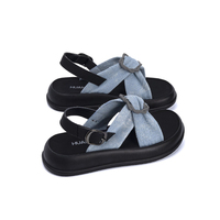 Sandales plates d'été en cuir souple pour femmes, style slingback avec plateforme, pour l'extérieur - Vente en gros