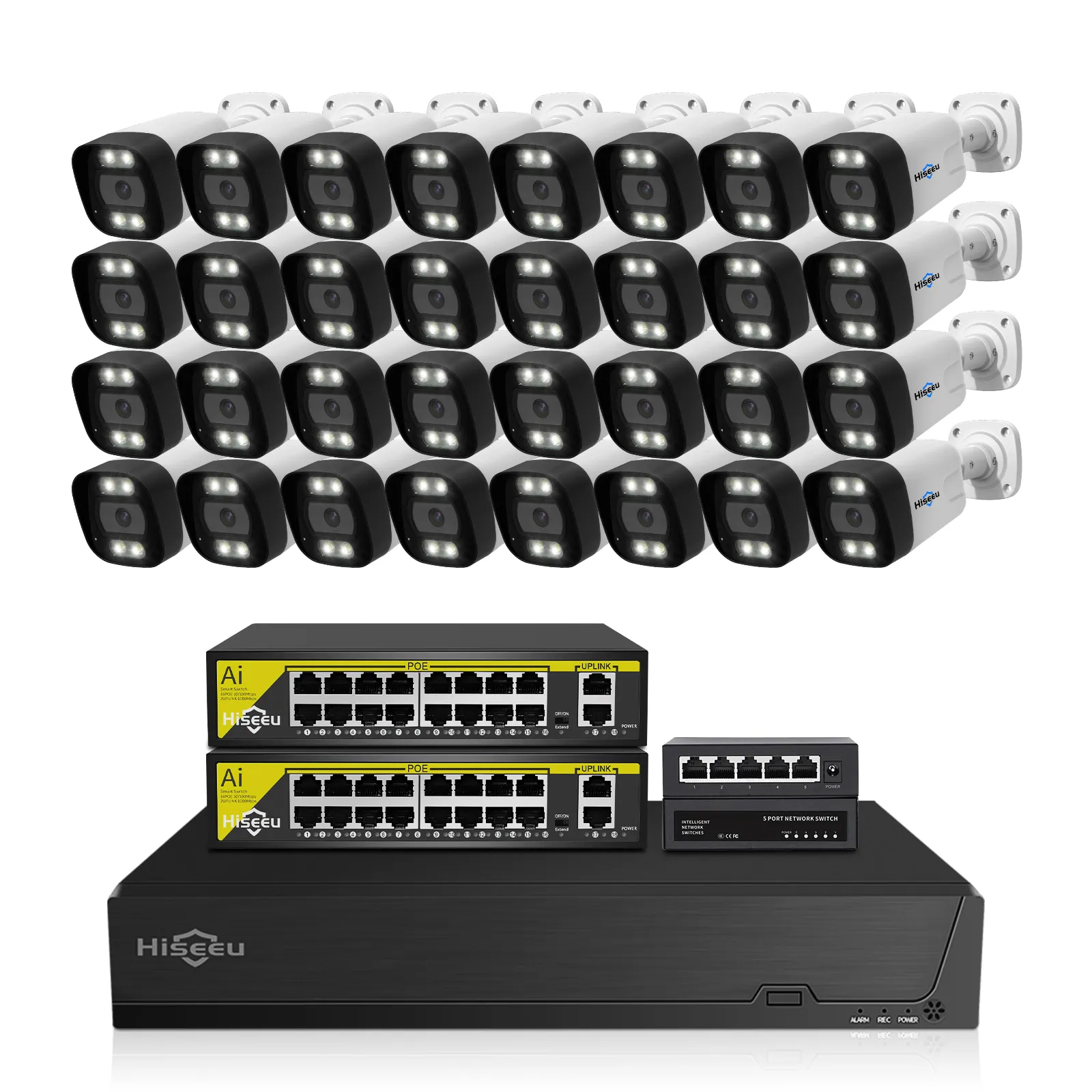 32CH Full HD 4K Gigabit Ethernet Màu Cổng tầm nhìn ban đêm IP 32 kênh 8MP CCTV an ninh Hệ thống camera