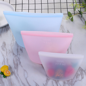 Reusable Leakproof Food Grade Silicone Food Storage Fresh Bag with Ziplock Holder