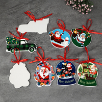 Adornos Colgantes de Cerámica con Diseño de Camión Navideño y Santa Claus, Impresión UV HD Personalizada, 9.1x11.4cm, 0.4cm de Grosor, Estilo Moderno, Ecológico