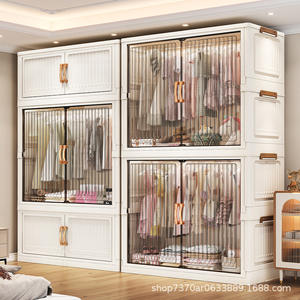 Lemari Pakaian Plastik Lipat untuk Pakaian dan Sepatu Anak Lemari Lipat Ganda Portabel - Product Image 4