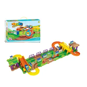 Kids funny play set battery operated toy train with block