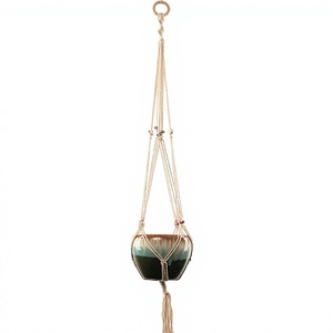 10F Panier suspendu en macramé en coton tressé à la main, de luxe, pour décoration murale et jardin intérieur, support de plante en corde - Product Image 1