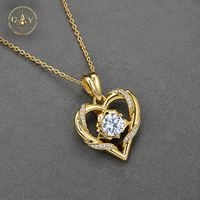 Kalung Hati Moissanite Potongan Brilian Berlapis Emas 14K 1.0ct VVS Bersertifikat Lab GRA Liontin Romantis Hadiah Unisex 925