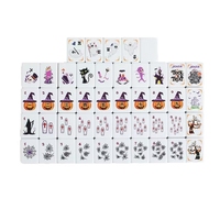 Set Ubin Mahjong Akrilik Premium Bertema Labu Halloween Amerika |   Transparan Berlapis-lapis |   Angka Arab & Joker Kustom