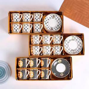 Nuevo Juego de Café Estilo Europeo <span class=keywords><strong>2023</strong></span>, Tazas de Cerámica Plateadas, Juego de Seis Platillos, Vajilla Creativa, Taza de Café de Cerámica, Juego de Regalo en Caja - Product Image 6