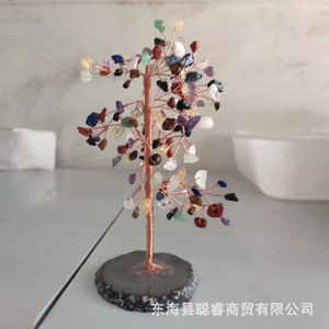 ต้นไม้เงินคริสตัล หินธรรมชาติ ลวดทองแดง งานแฮนด์เมด ตกแต่งบ้านและสำนักงาน - Product Image 1