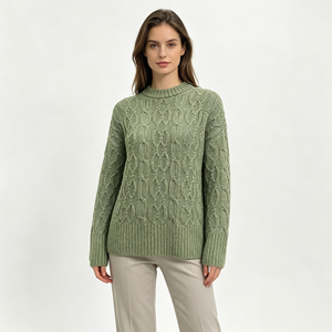 Suéter de Punto Grueso de Manga Larga para Mujer, Color Menta, de Alta Calidad, Personalizado OEM y ODM, Venta al Por Mayor, Estilo Casual, Marca Ulla - Product Image 1