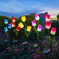 Lampe solaire LED extérieure étanche IP65 en forme de tulipe pour jardin, parc, paysage, mariage, Noël, fête, décoration