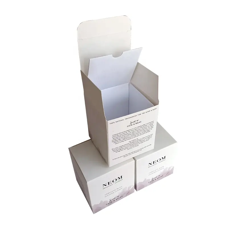Özel logo insert ile geri dönüşümlü mumlu kağıt kutuları karton kağıt katlama cilt bakımı karton kutular cilt bakımı mum ambalaj için