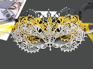 Maskerade Party Kant Masker Met Kristal Elegante Oogmaskers Voor Halloween Venetiaanse <span class=keywords><strong>Prom</strong></span> Carnaval Masker Bal Zwart Goud Zilver - Product Image 3