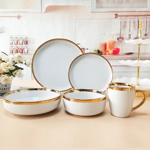 6 Stuks Een Persoon Set China Fabriek Diner Sets Groothandel Custom Diner Borden Keramische Servies Sets Schalen