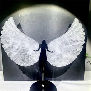 Whole Healing Stone Clear Quartz Butterfly wings With Metal Stand For Decoration Gifts