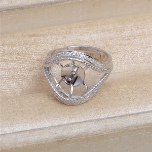 S925 18K Gold Plated DIY Ring Accessories JG5448 <b>Concealer</b> Empty Support with Pearl 3mm Silver Bottom Ring - Product Image 4