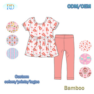 Ruidian Set di <span class=keywords><strong>Abbigliamento</strong></span> per Bambini in Due Pezzi con Stampa Cartoon Personalizzata, Completo in Fibra di Bambù per Bambine, <span class=keywords><strong>Abbigliamento</strong></span> Boutique per Neonati - Product Image 4