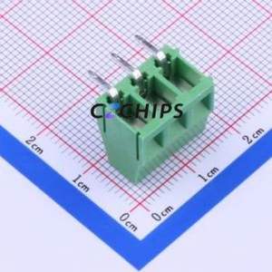 WJ128R-5.0-3P Screw Terminal Block Bent Lead Through Hole,P=5mm Connector ( Construction: 1x3P )( Pitch: 5mm )( Color: Green ) - Product Image 2