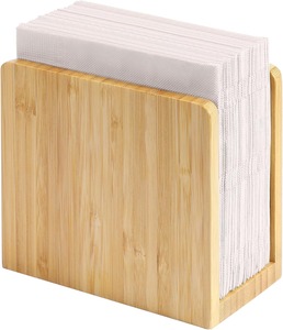 Bamboe houten servetdispenser, vrijstaand, tafelmodel, verticale servetdispenser, natuurlijk, sterk, waterdicht - Product Image 1