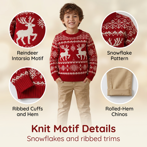 <span class=keywords><strong>Pull</strong></span> de Noël en tricot pour garçons, motif <span class=keywords><strong>renne</strong></span> et flocon de neige Fair Isle, à manches longues, bordure côtelée, <span class=keywords><strong>pull</strong></span> de fête pour enfants, <span class=keywords><strong>pull</strong></span> rouge - Product Image 4