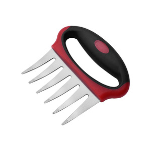 Stainless Steel Meat Shredder Bear Claw Design Red Handle Kitchen Tool For Chicken Turkey Fork Shredding Meat - Product Image 2